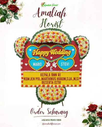 Karangan Papan Bunga Pernikahan di Akelamo